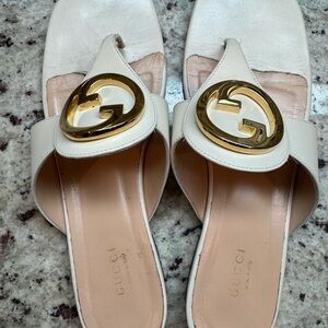 SOLD - Gucci Cream and Gold Blondie Sandals with Elegant Design, size 40